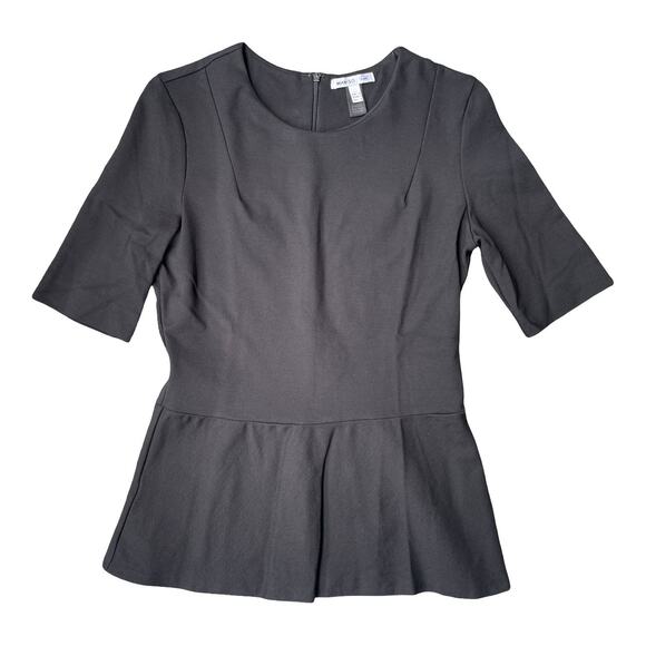 Mango Black Peplum Top Short Sleeve Round Neck Suit Collection - Size Small - Picture 6 of 15